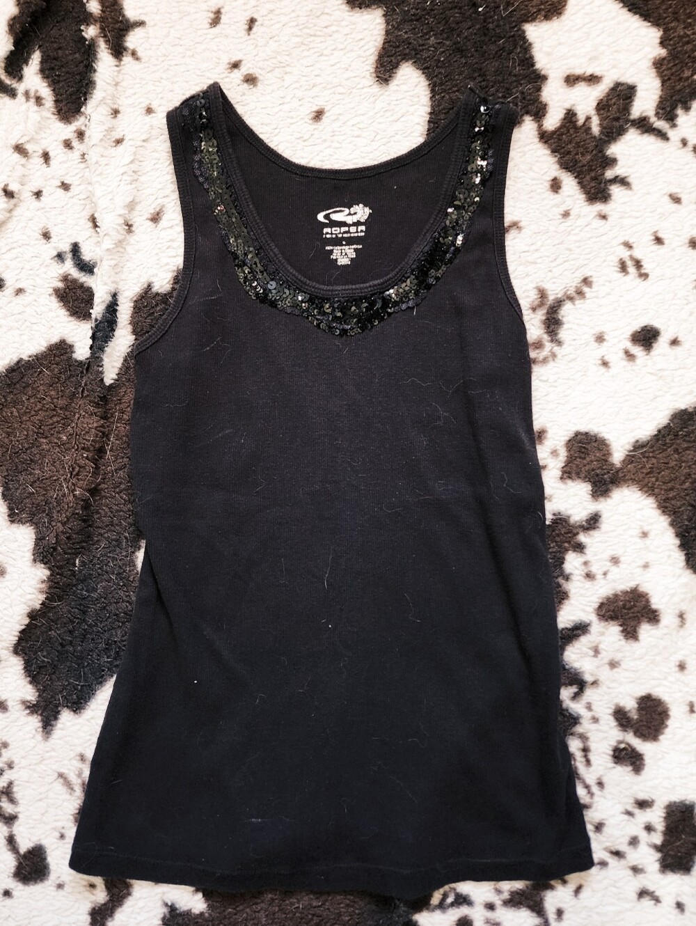 "ROPER" WOMEN'S Y2K COTTON TANK - BLACK